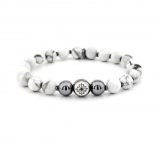 amersham howlite hematit tasli el yapimi gümüş unisex bileklik