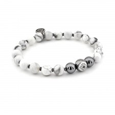 amersham howlite hematit tasli el yapimi gümüş unisex bileklik