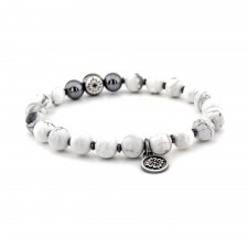 amersham howlite hematit tasli el yapimi gümüş unisex bileklik