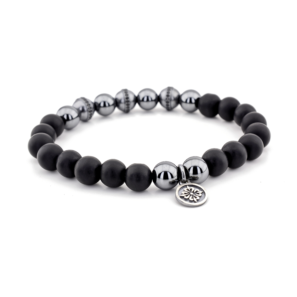 Acton Town Black Agate & Hematite Beaded Bracelet