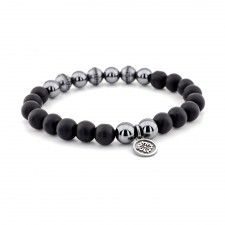 Acton Town Black Agate & Hematite Beaded Bracelet