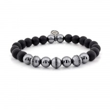 Acton Town Black Agate & Hematite Beaded Bracelet