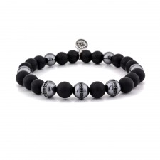 Aldgate siyah akik ve hematit taşlı gümüş erkek bileklik