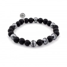 Aldgate siyah akik ve hematit taşlı gümüş erkek bileklik