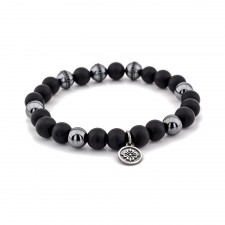 Aldgate siyah akik ve hematit taşlı gümüş erkek bileklik