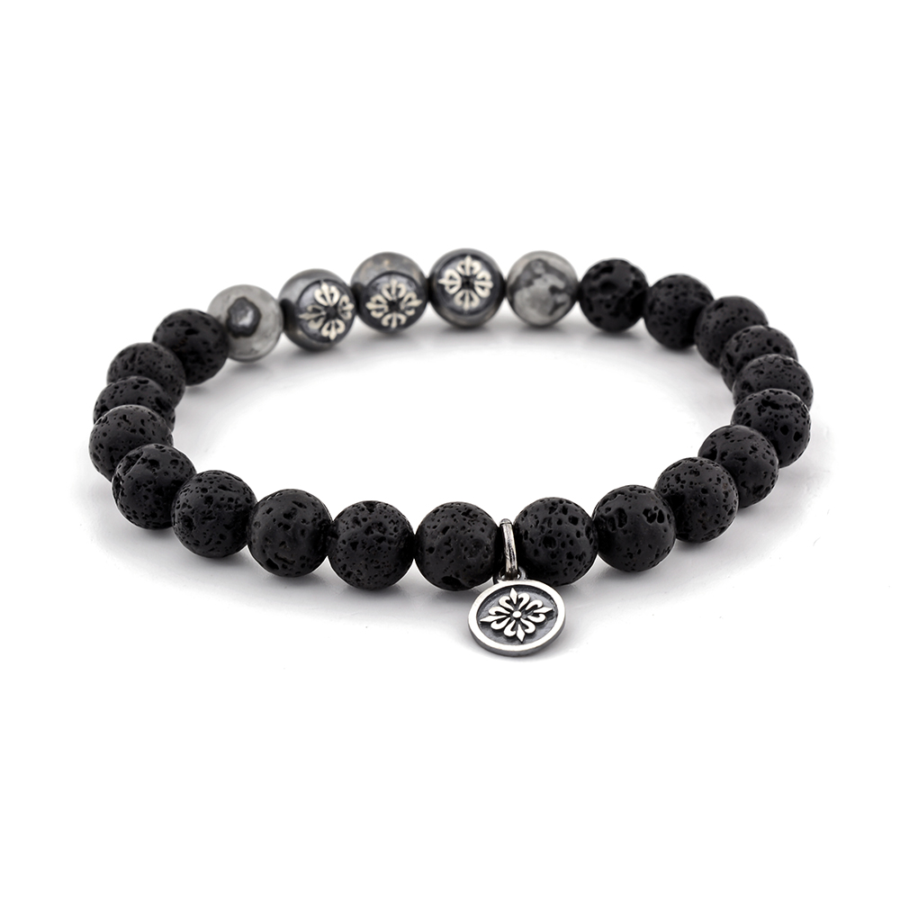 Aldgate East Lava & Jasper Beaded Bracelet