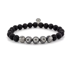 Aldgate East Lava & Jasper Beaded Bracelet