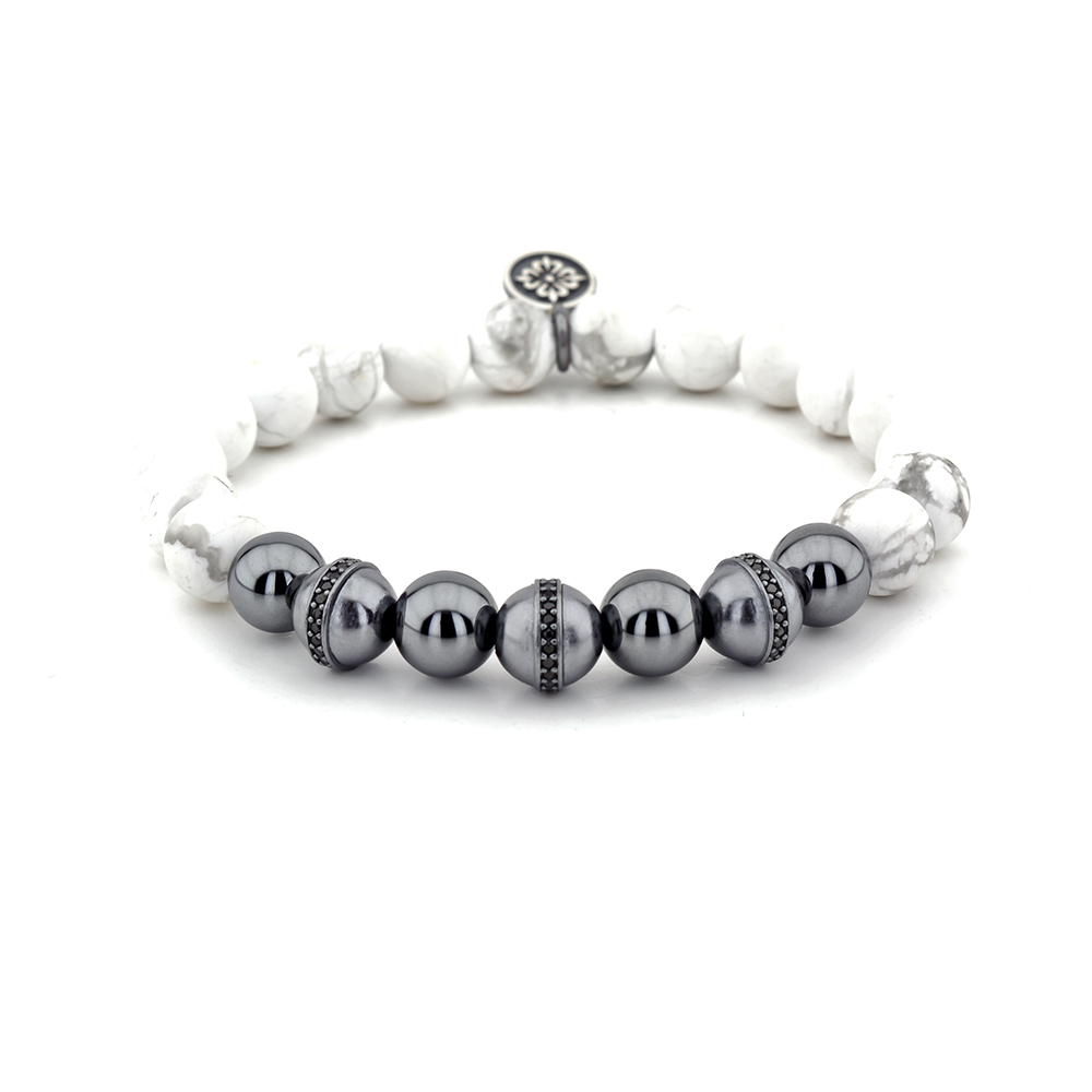 ALPERTON – Howlite ve Hematit Taşlı Tasarım Unisex Bileklik LMB-1172