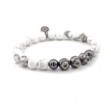 Angel Howlite & Hematite Beaded Bracelet