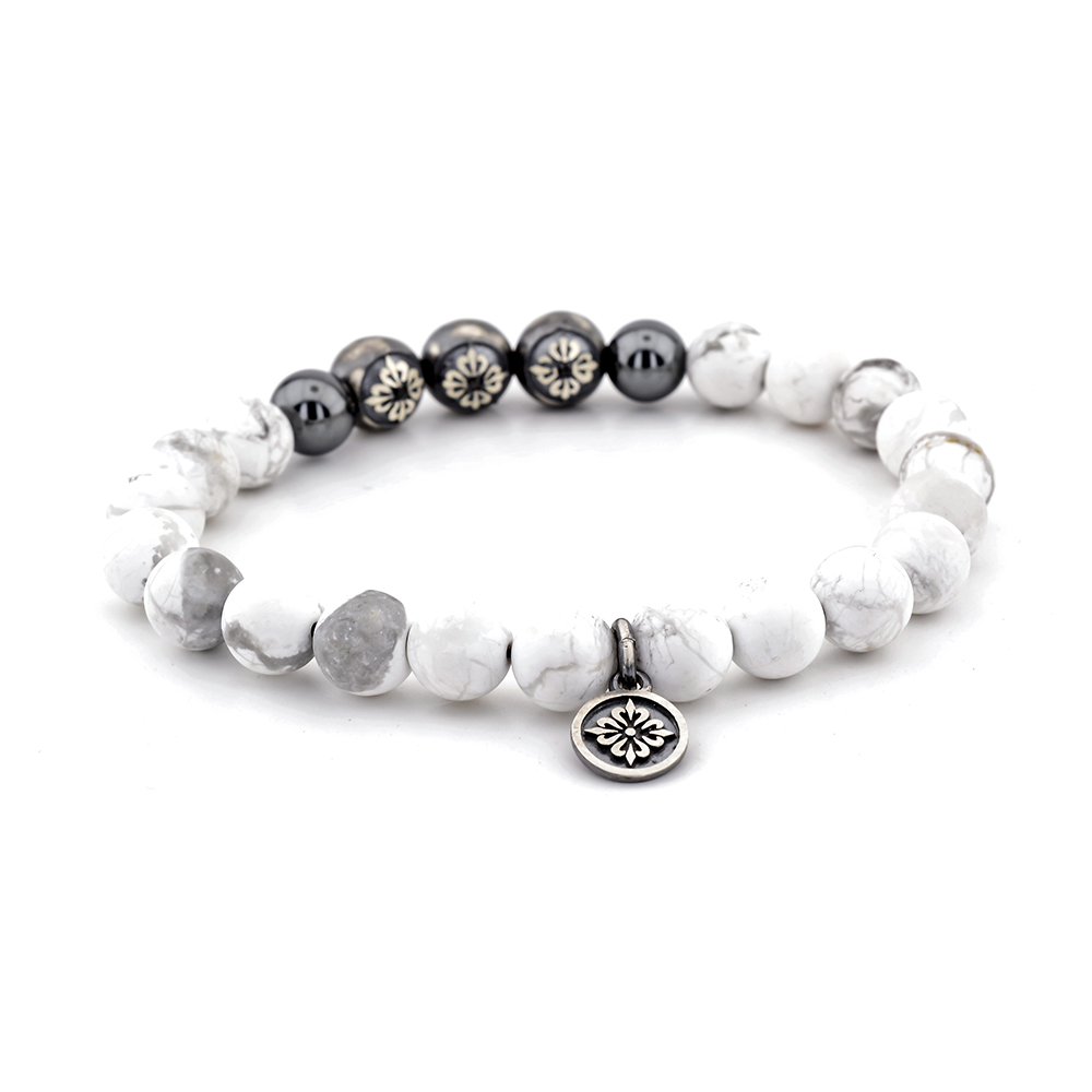 Angel Howlite & Hematite Beaded Bracelet