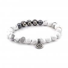 Angel Howlite & Hematite Beaded Bracelet