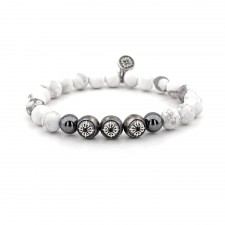 Angel Howlite & Hematite Beaded Bracelet