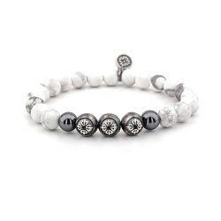 Angel Howlite & Hematite Beaded Bracelet