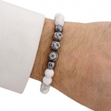 Angel Howlite & Hematite Beaded Bracelet