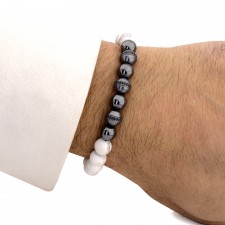 alperton howlite hematit tasli gümüş erkek bileklik love me