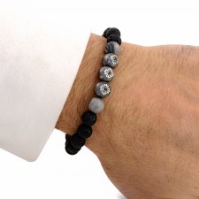 Aldgate East Lava & Jasper Beaded Bracelet