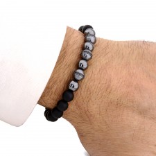 Acton Town Black Agate & Hematite Beaded Bracelet