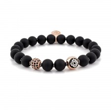 BANK - Siyah Akik Taşlı Tasarım Unisex Gümüş Bileklik | LMB-1158