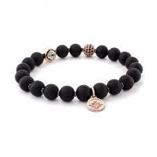 BANK - Siyah Akik Taşlı Tasarım Unisex Gümüş Bileklik | LMB-1158