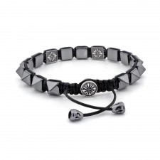 CHALK FARM - Hematit Taşlı Tasarım Unisex Gümüş Bileklik | LMB-1165