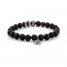 CLAPHAM SOUTH - Lava Taşlı Tasarım Unisex Gümüş Bileklik | LMB-1167