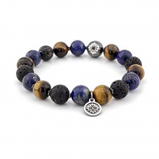Ealing Broadway Lava & Tiger Eye & Lapis Lazuli Beaded Bracelet