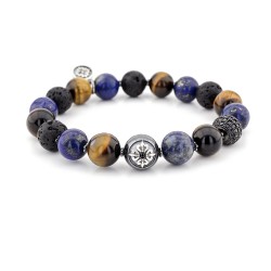Ealing Broadway Lava & Tiger Eye & Lapis Lazuli Beaded Bracelet