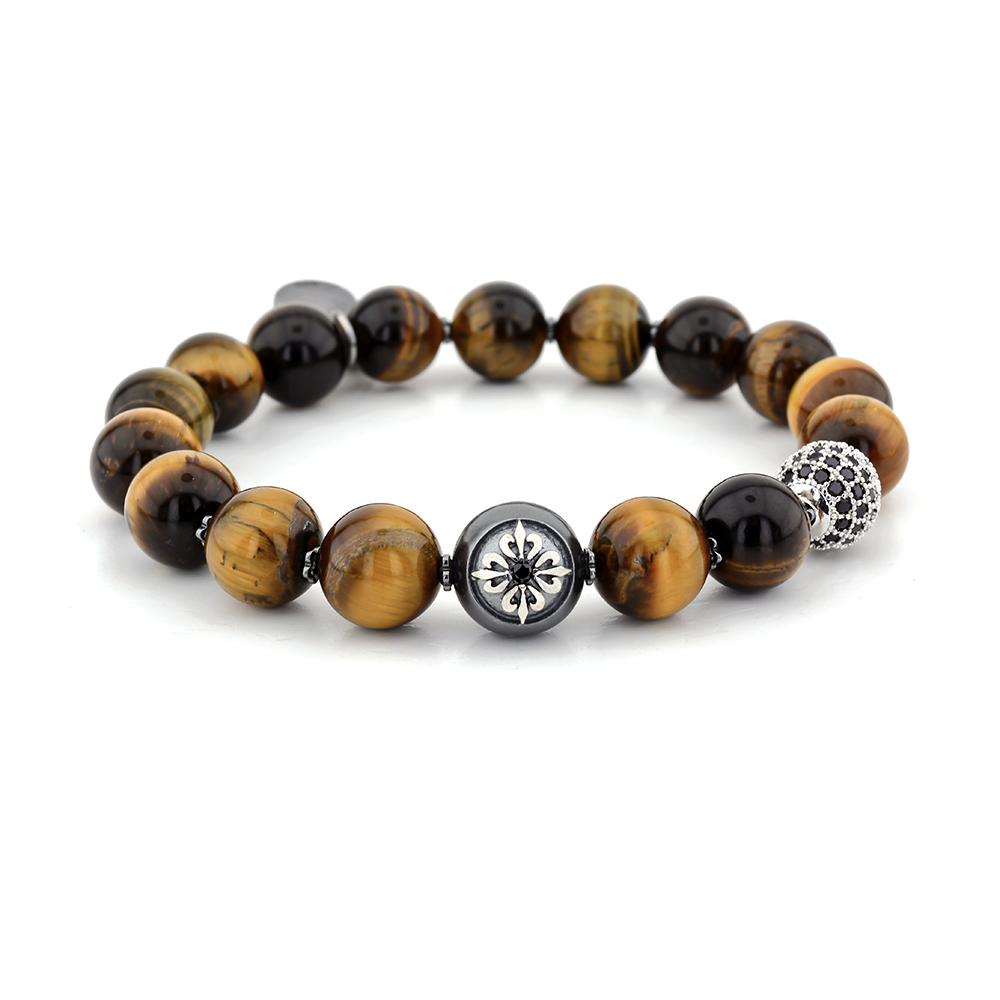 EART'S COURT - Kaplan Gözü Taşlı Tasarım Unisex Bileklik | LMB-1160/3