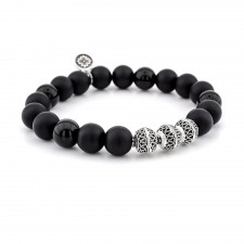 East Acton Black Agate & Onyx Beaded Bracelet