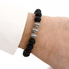 East Acton Black Agate & Onyx Beaded Bracelet