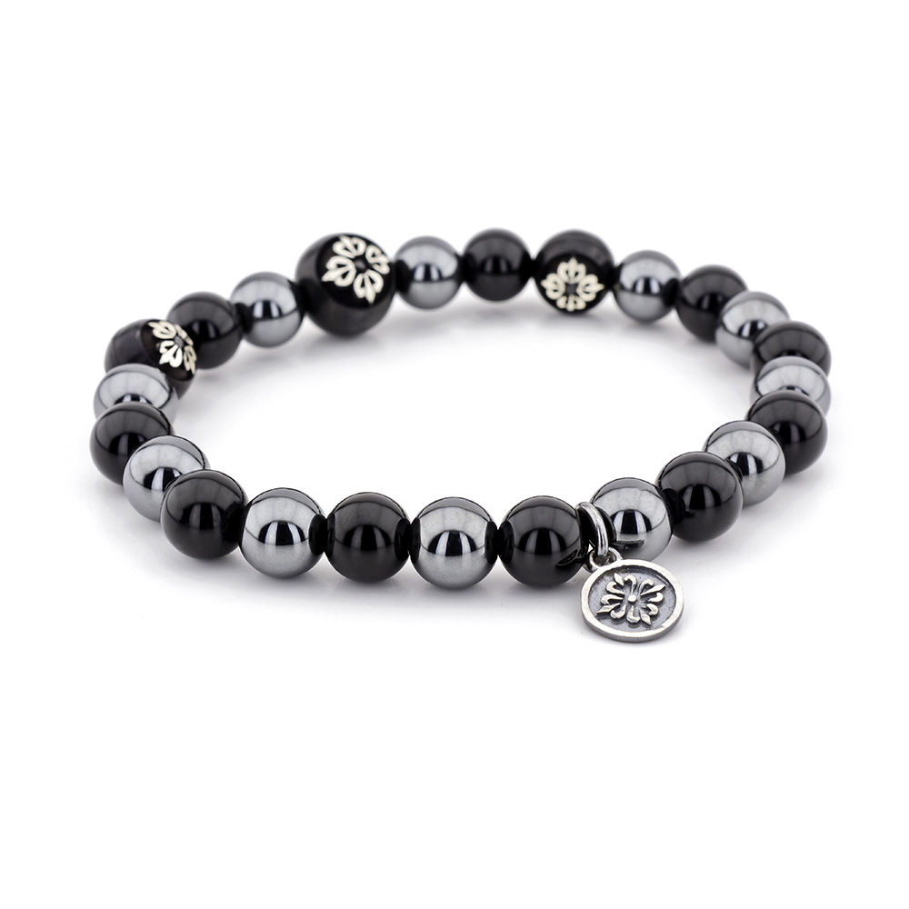 Arnos Grove Black Onyx & Hematite Beaded Bracelet