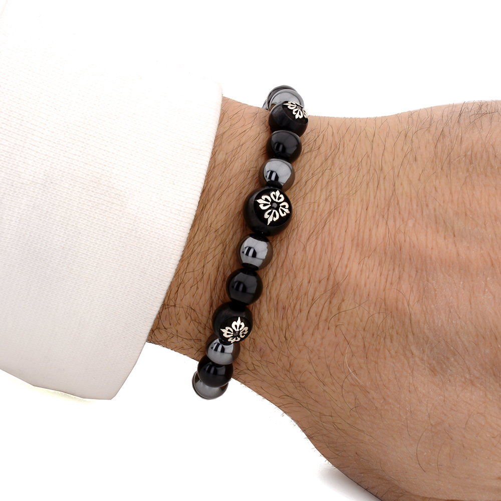 Arnos Grove Black Onyx & Hematite Beaded Bracelet