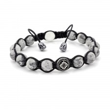 BECONTREE - Gri Jasper Taşlı Makrome Bileklik | LMB-1094/2