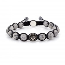 BECONTREE - Gri Jasper Taşlı Makrome Bileklik | LMB-1094/2