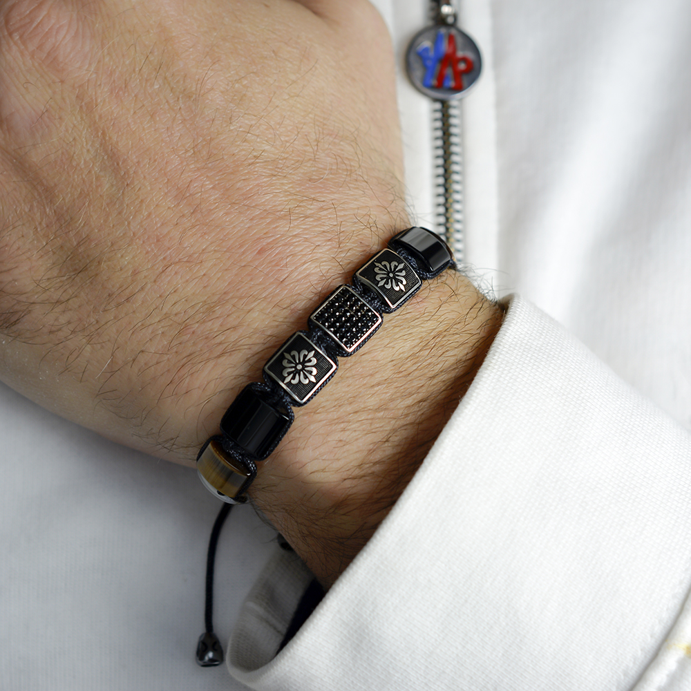 BERMONDSEY - Sedef & Kaplan Gözü Oniks Taşlı Makrome Bileklik | LMB-1082