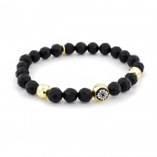 BOROUGH - Onyx Taşlı Tasarım Unisex Gümüş Bileklik | LMB-1139