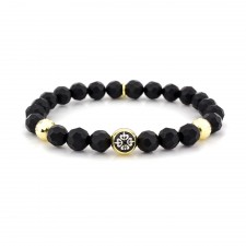 BOROUGH - Onyx Taşlı Tasarım Unisex Gümüş Bileklik | LMB-1139