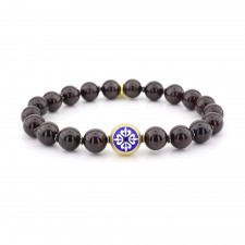 BOSTON MANOR - Granat Taşlı Tasarım Unisex Gümüş Bileklik | LMB-1140