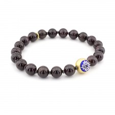 BOSTON MANOR - Granat Taşlı Tasarım Unisex Gümüş Bileklik | LMB-1140