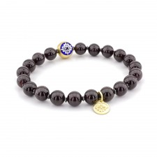 BOSTON MANOR - Granat Taşlı Tasarım Unisex Gümüş Bileklik | LMB-1140