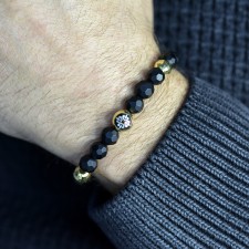 BOROUGH - Onyx Taşlı Tasarım Unisex Gümüş Bileklik | LMB-1139