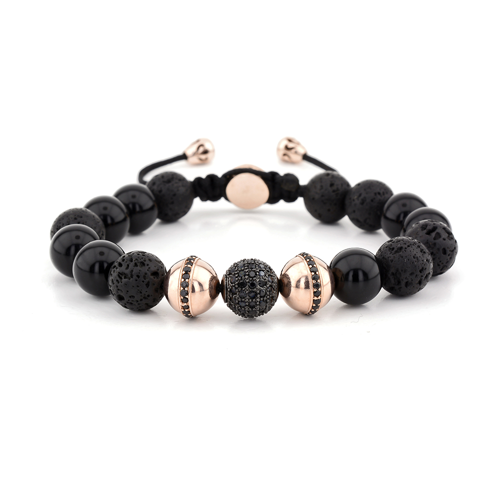 CHORLEYWOOD - Oniks ve Lav Taşlı Gümüş Bileklik | LMB-1137/3