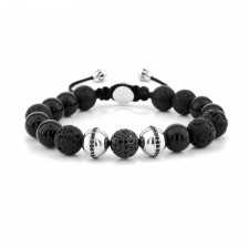 Clapham North Onyx & Lava Beaded Bracelet