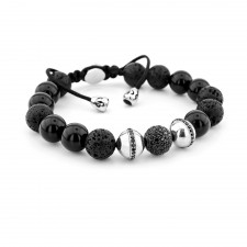 Clapham North Onyx & Lava Beaded Bracelet