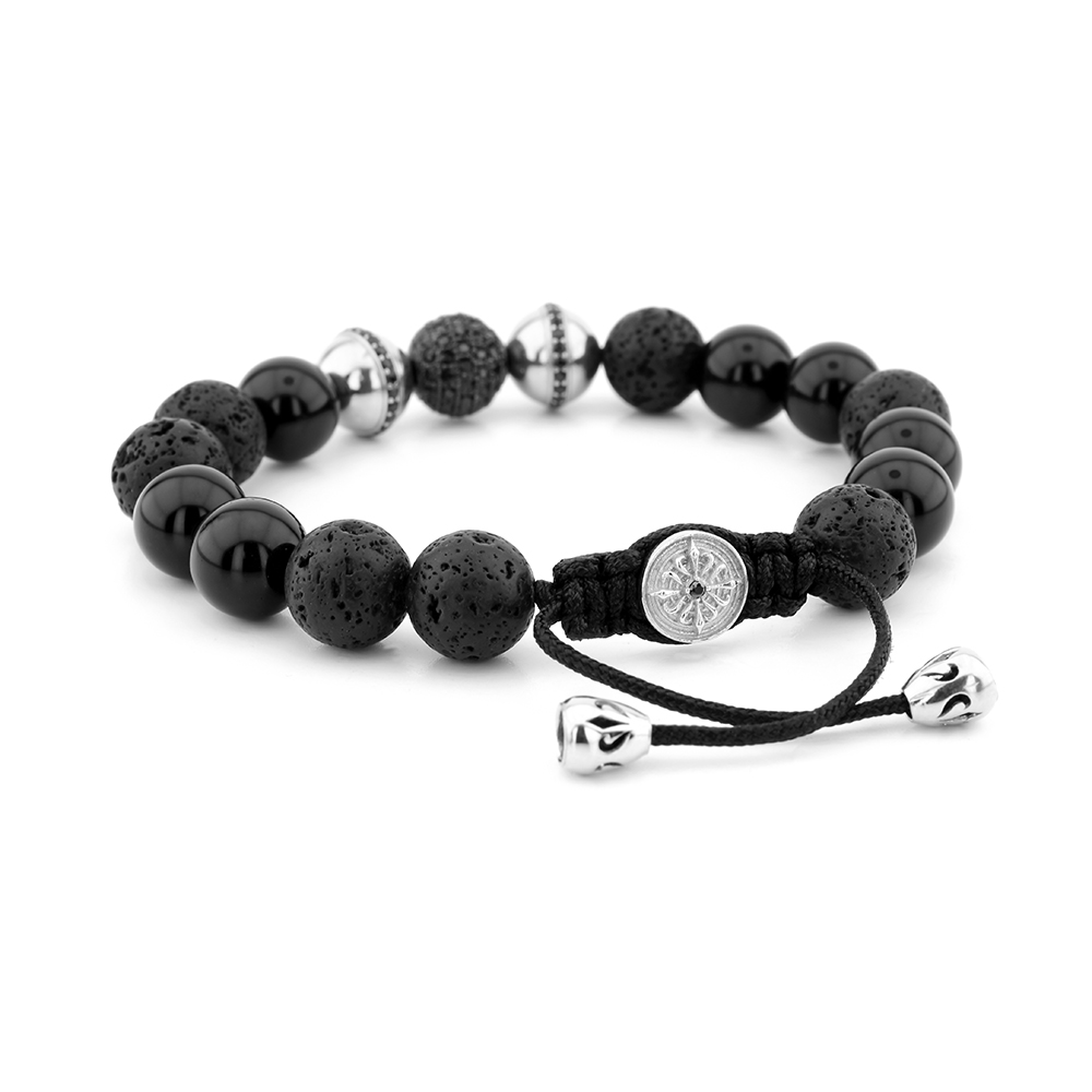 Clapham North Onyx & Lava Beaded Bracelet
