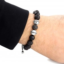 Clapham North Onyx & Lava Beaded Bracelet