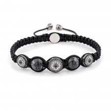 Kentish Town Grey Jasper Beaded & Macrame Bracelet