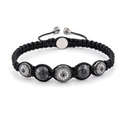 Kentish Town Grey Jasper Beaded & Macrame Bracelet