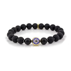 BRENT CROSS - Siyah Akik ve Oniks Taşlı Bileklik | LMB-1140