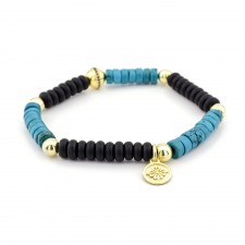 BRIXTON - Turkuaz & Oniks Taşlı Spor Tasarım Gümüş Bileklik | LMB-1106